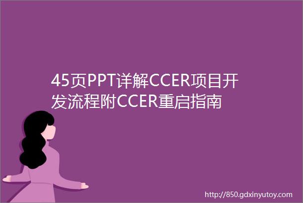 45页PPT详解CCER项目开发流程附CCER重启指南